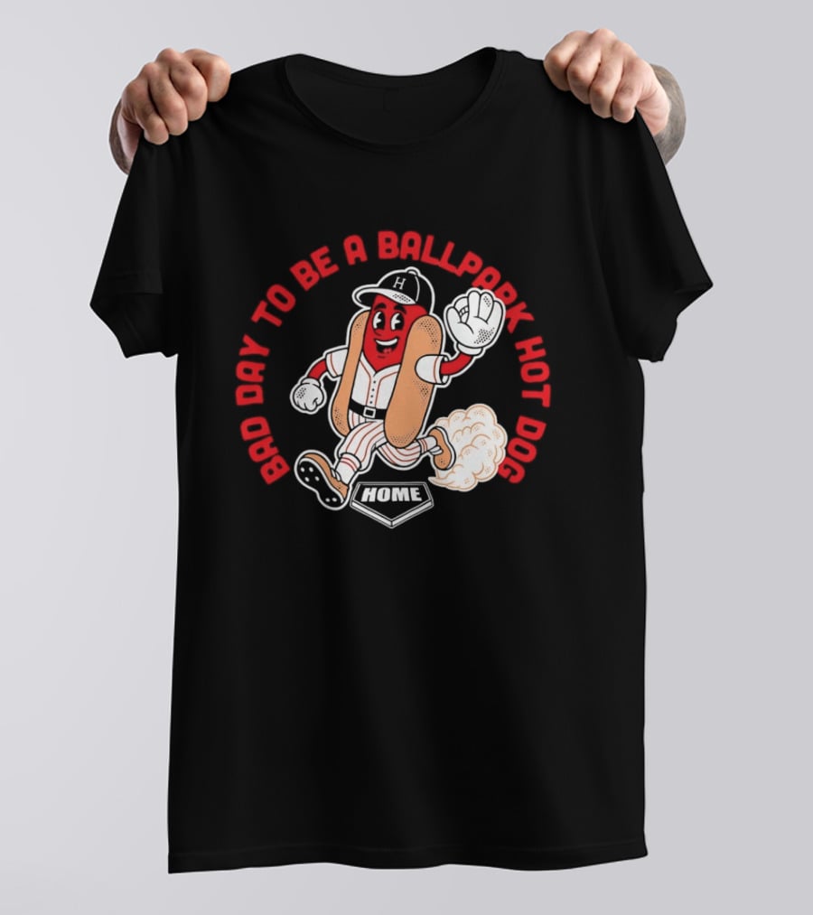 Bad Day To Be A Ballpark Hot Dog Cleveland Baseball Cartoon T-Shirt