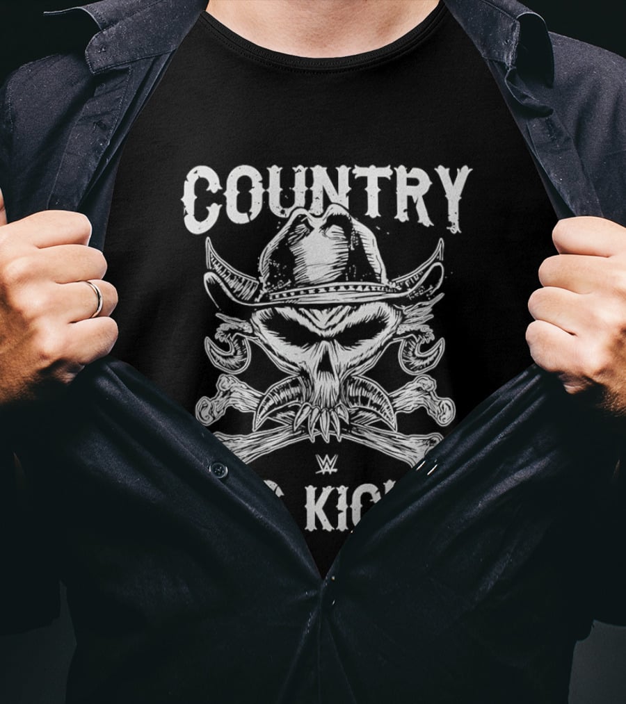 WWE Brock Lesnar Country Ass Kickin Cowboy Skull And Crossbones T-Shirt