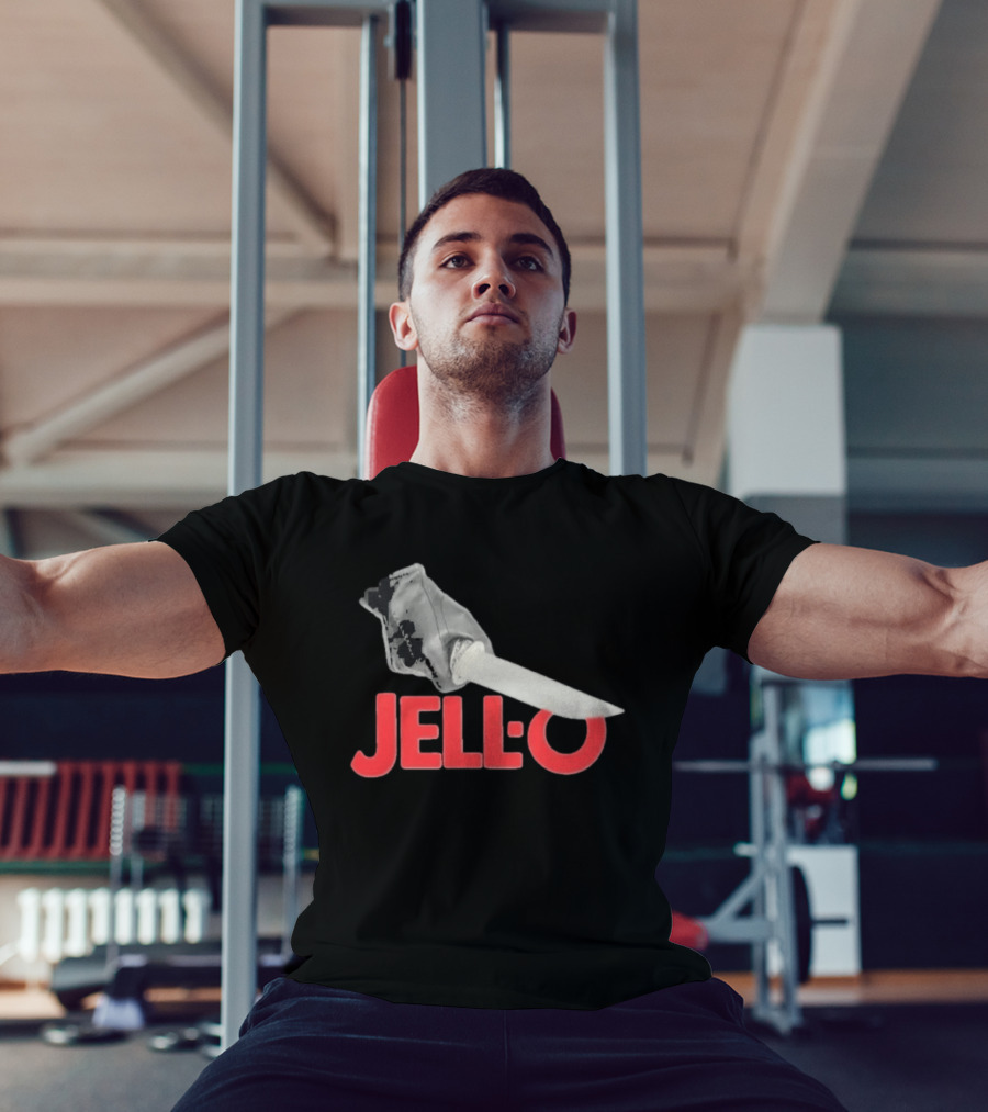 Jello Knife Red Oozing Text And Gloved Dagger T-Shirt