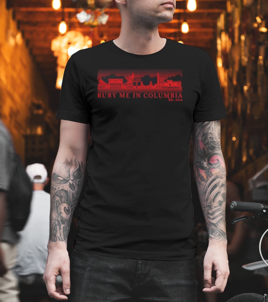 Bury Me In Columbia City Skyline Est 2014 Moon And Trees T-Shirt