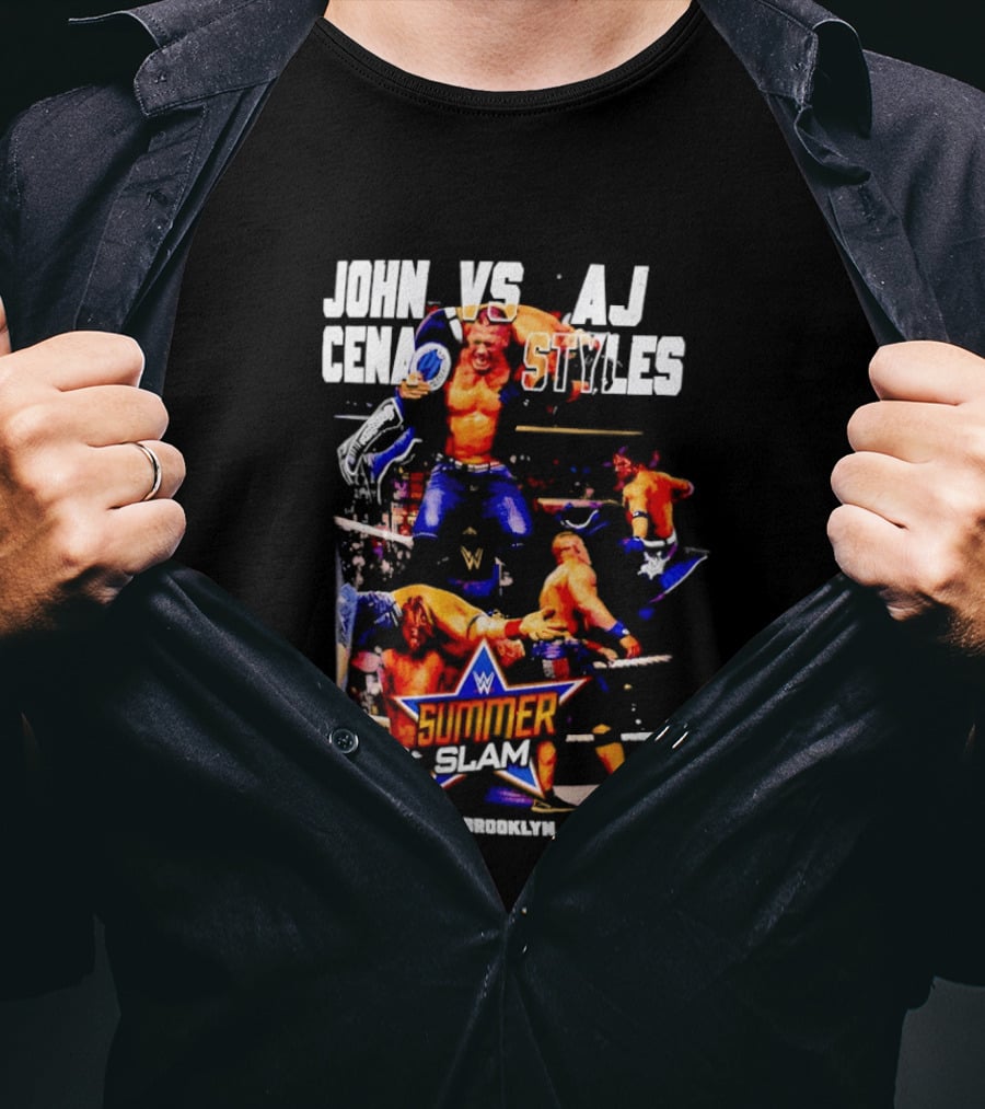 John Cena Vs AJ Styles WWE SummerSlam 2016 Barclays Center August 21 Brooklyn New York T-Shirt
