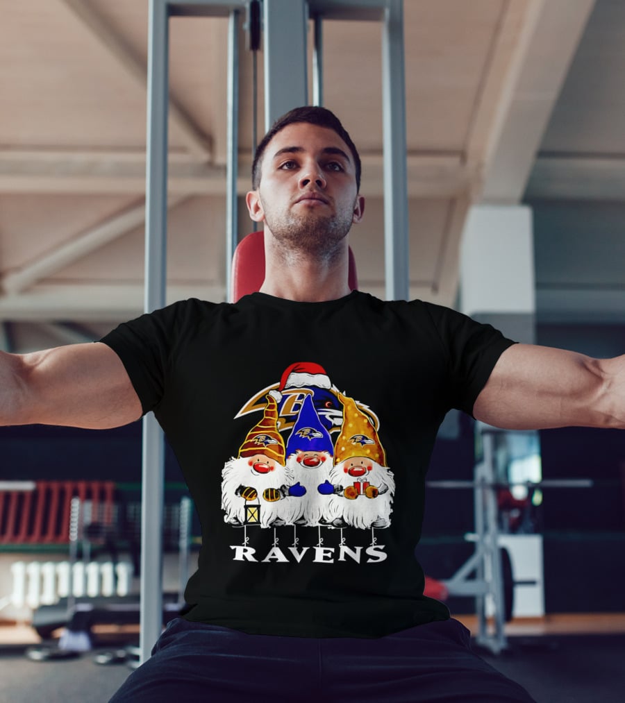 Gnomes Baltimore Ravens Christmas T-Shirt