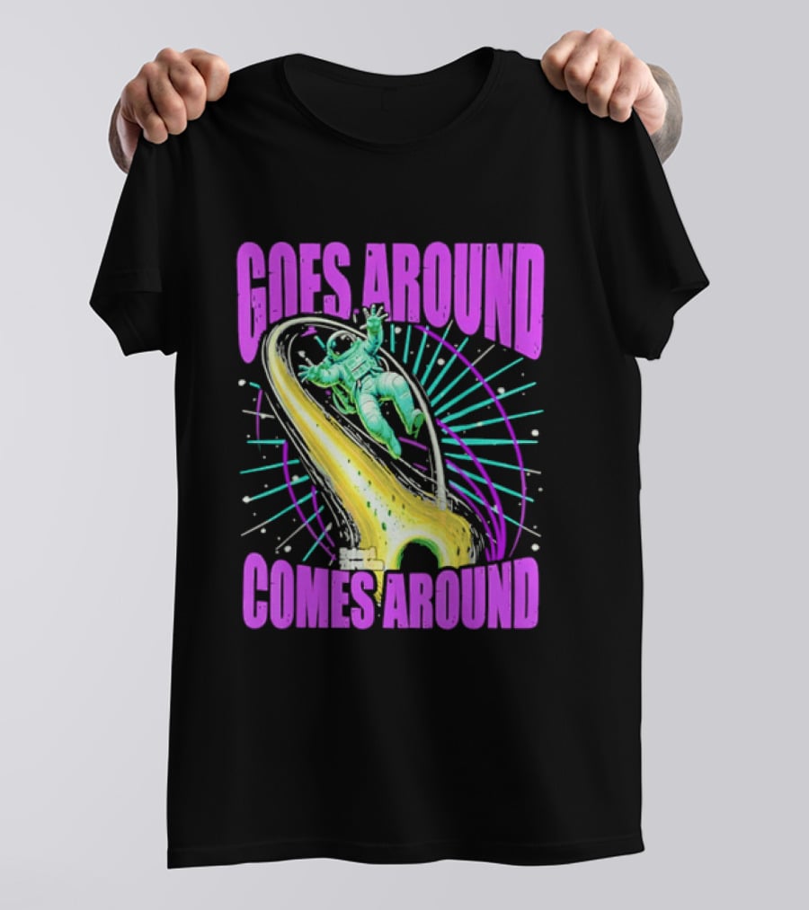 Goes Around Comes Around Astronaut Floating Space Retro Aesthetic T-Shirt