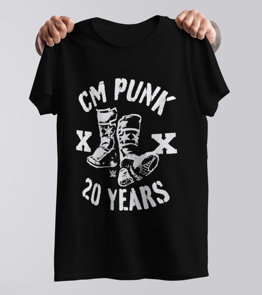 CM Punk 20 Years WWE Boots XX T-Shirt