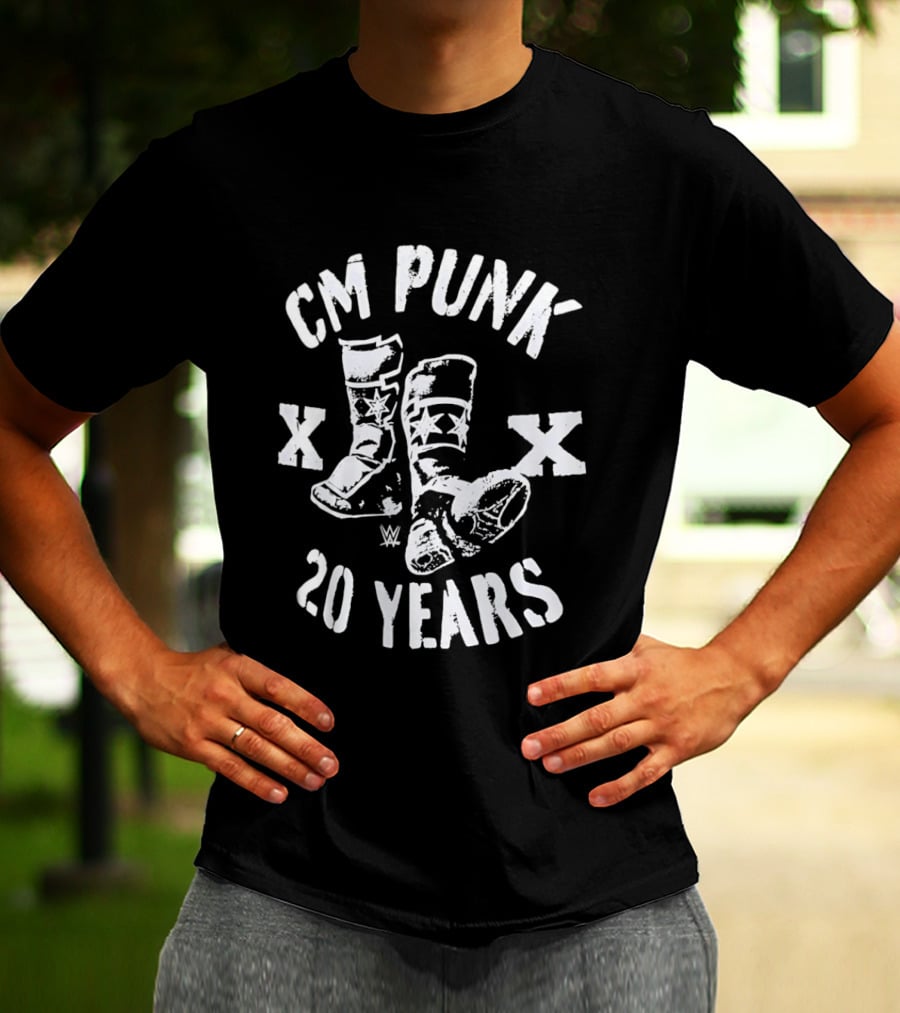 CM Punk 20 Years WWE Boots XX T-Shirt