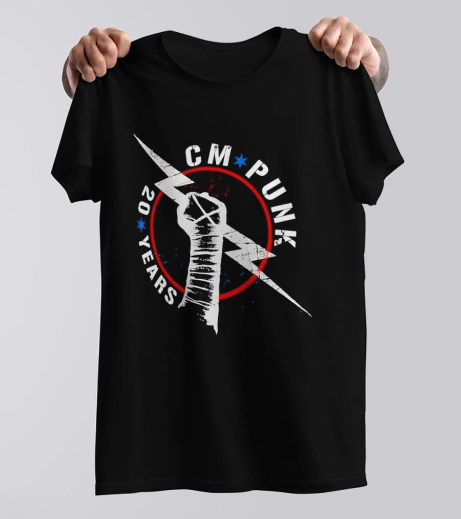 CM Punk 20 Years Lightning Fist WWE T-Shirt