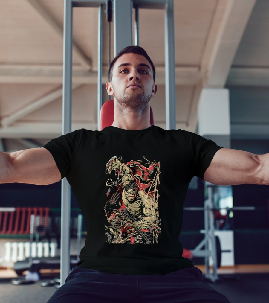 Marvel Hulk Spider Man Dynamic Action Scene T-Shirt