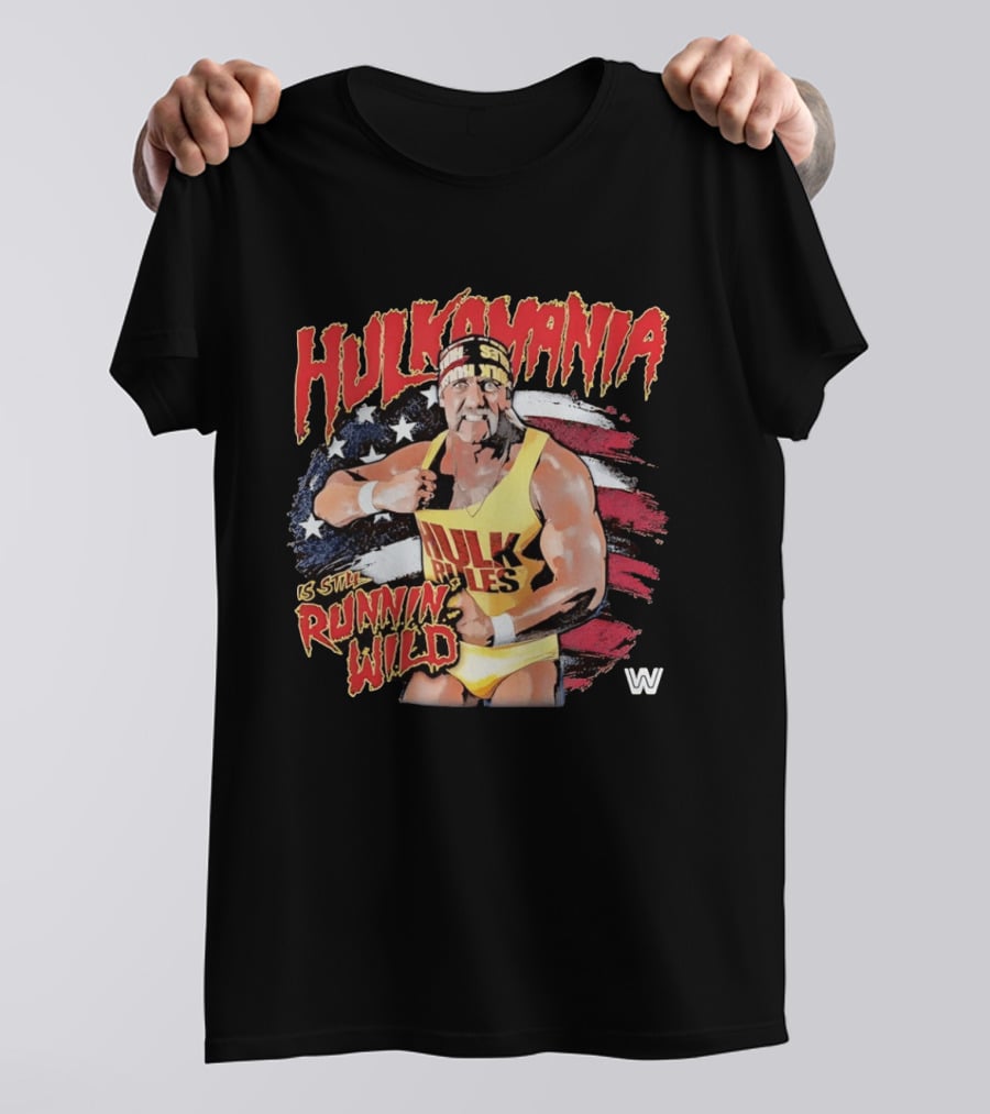 Hulk Hogan Hulkamania Runnin Wild American Flag WWE T-Shirt