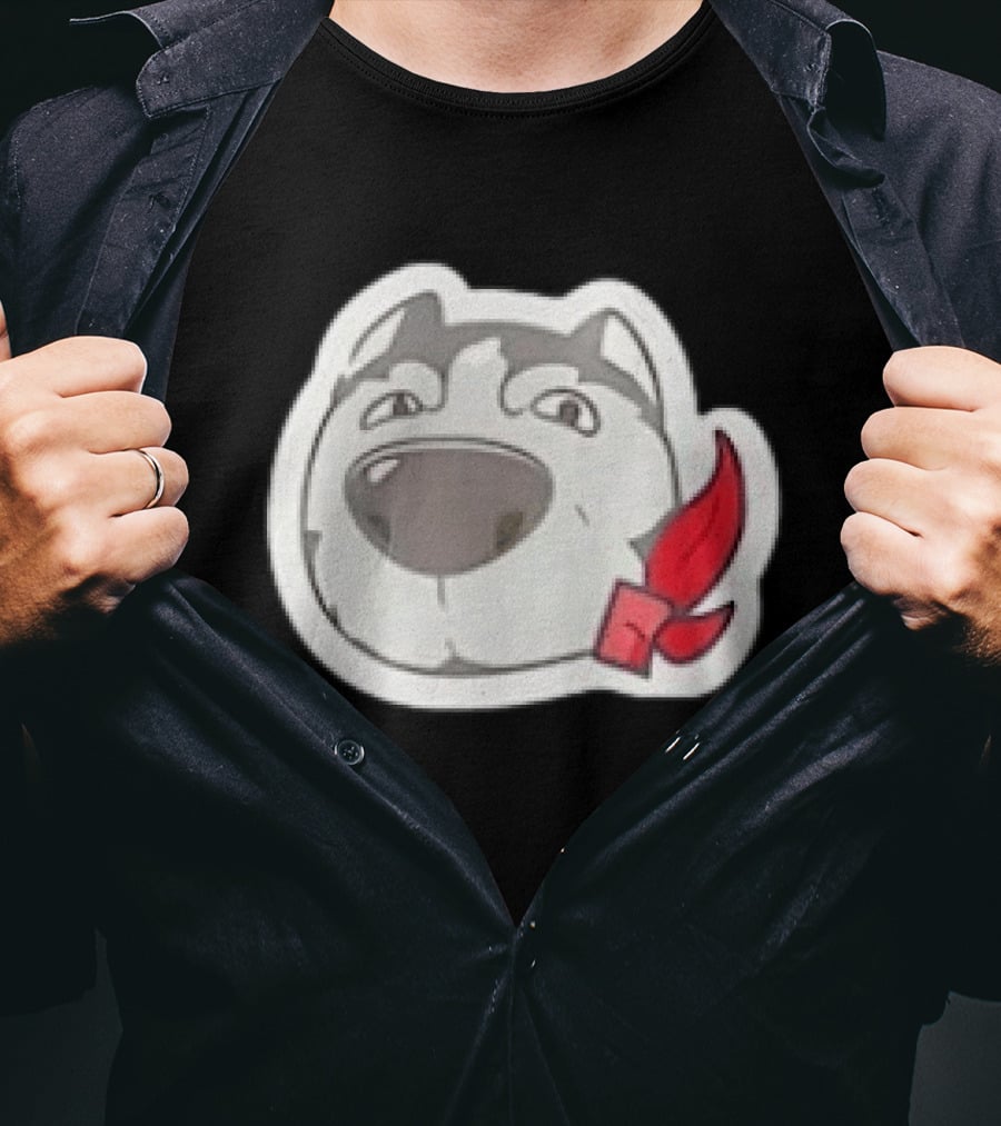 Husky Dog With Red Bandana Puppy Cute Cartoon Face T-Shirt