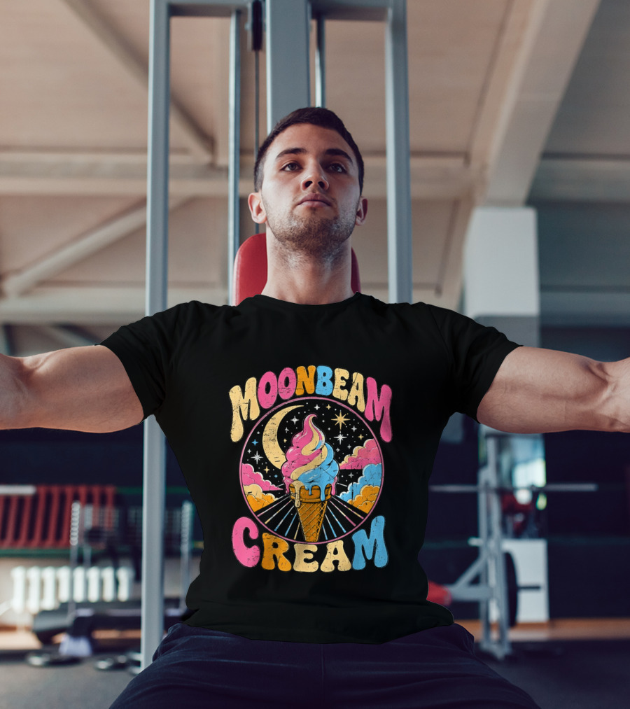 Moonbeam Cream Ice Cream Cone Crescent Moon And Stars T-Shirt