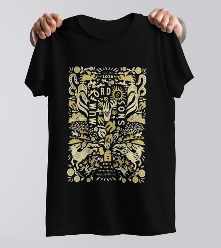 Mumford And Sons Prizefighter Tour Mystic Lake Amphitheater Minneapolis MN July 31 2026 T-Shirt