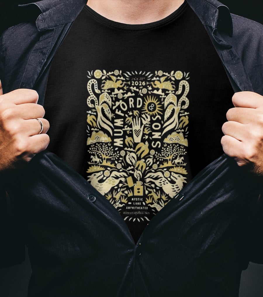 Mumford And Sons Prizefighter Tour Mystic Lake Amphitheater Minneapolis MN July 31 2026 T-Shirt