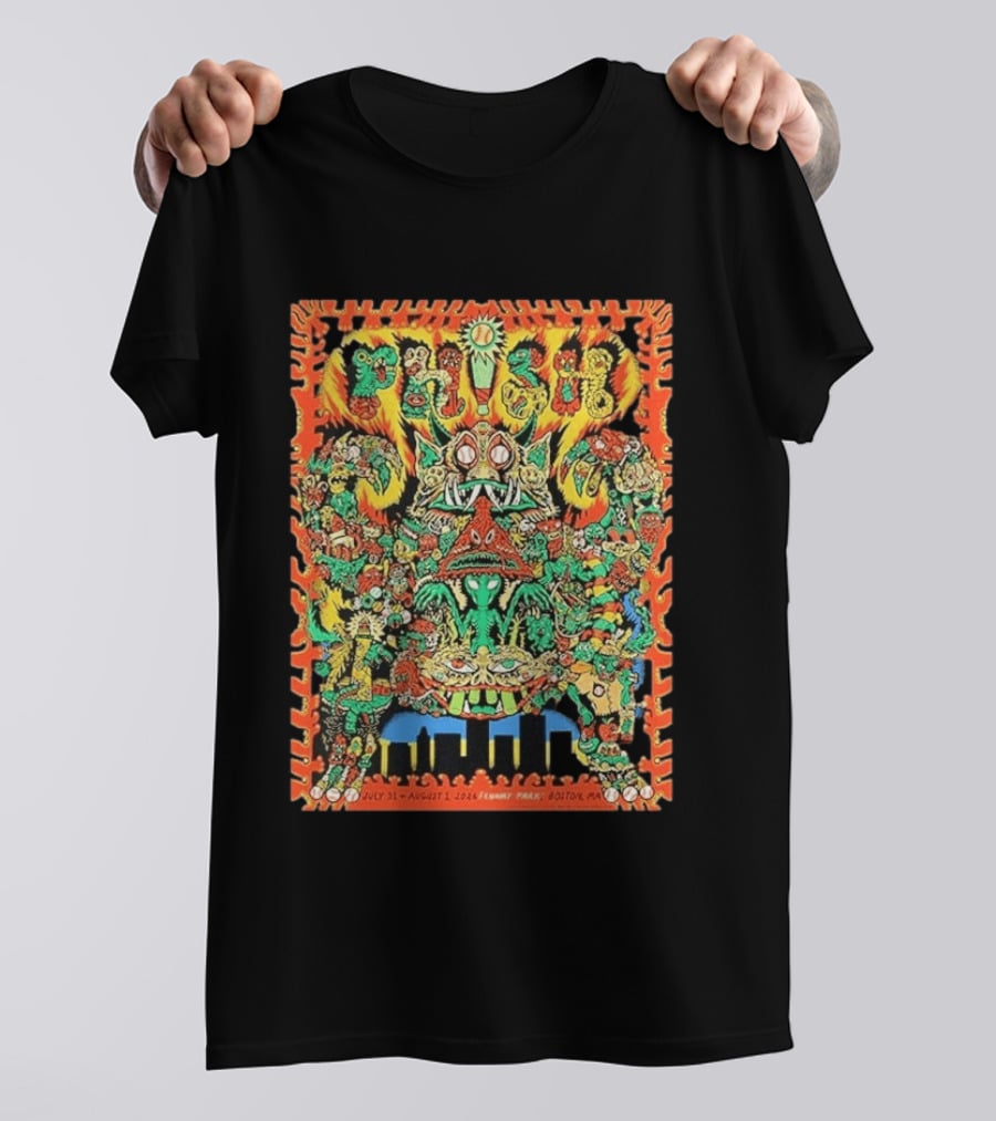 Phish Fenway Park Boston July 31 August 1 2026 Colorful Monster T-Shirt
