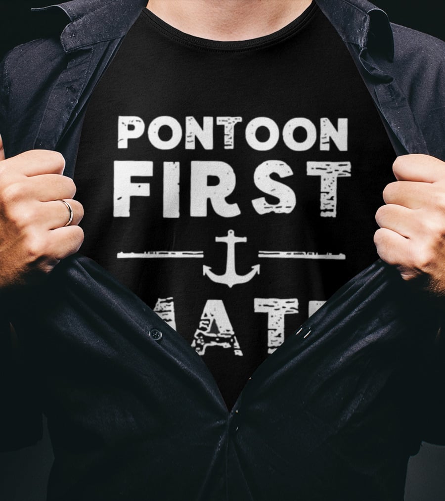 Pontoon First Mate Nautical Anchor Boating Crew T-Shirt