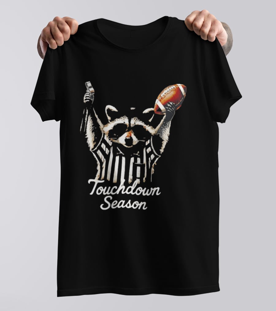 Raccoon Referee Touchdown Season Football Humor T-Shirt
