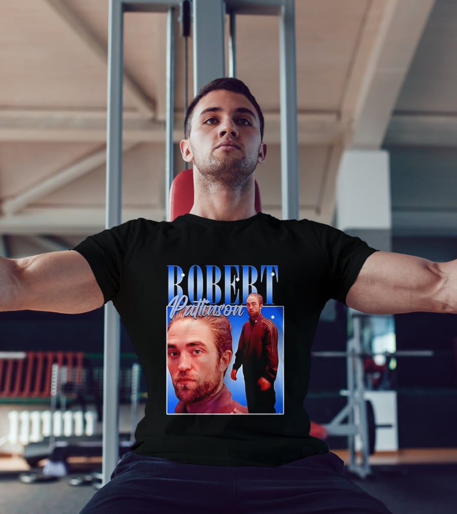 Robert Pattinson Standing Meme Blue Adidas Tracksuit T-Shirt