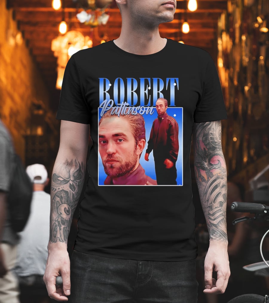 Robert Pattinson Standing Meme Blue Adidas Tracksuit T-Shirt