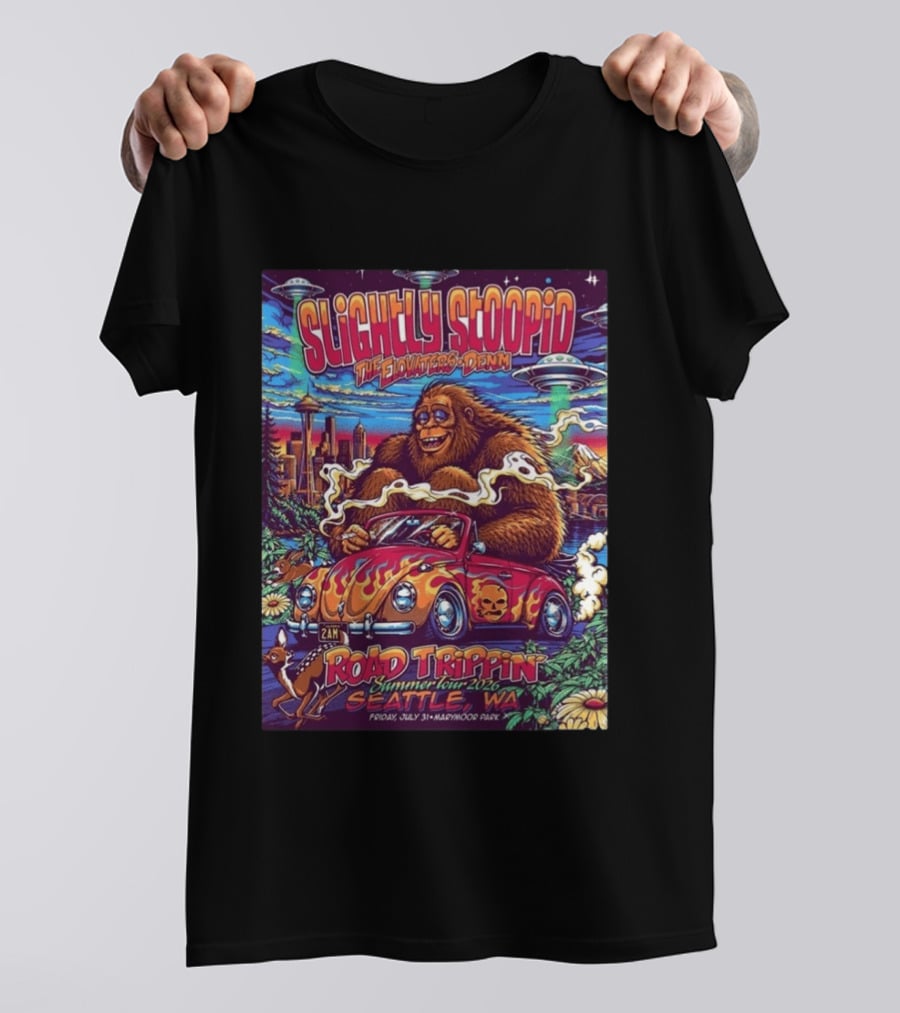 Slightly Stoopid Road Trippin Summer Tour 2026 Seattle WA July 31 Marymoor Park T-Shirt