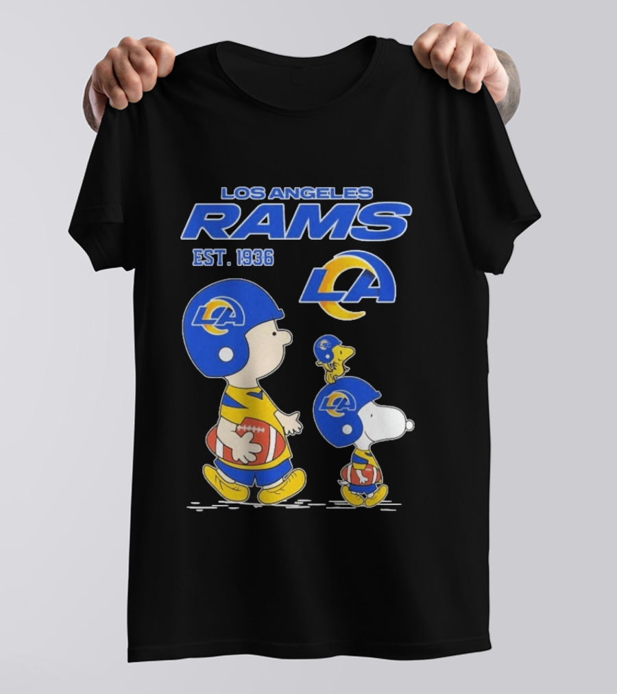 Snoopy Charlie Brown Los Angeles Rams 1936 Football Team LA T-Shirt