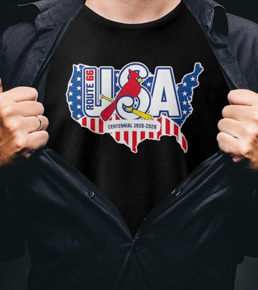 Route 66 USA Centennial 1926 2026 Springfield Cardinals T-Shirt