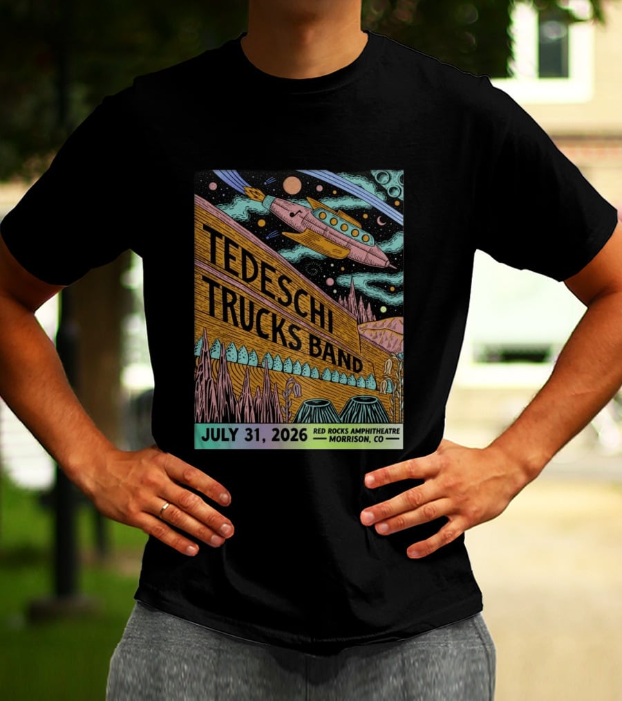 Tedeschi Trucks Band Red Rocks Concert July 31 2026 Morrison CO Spaceship T-Shirt