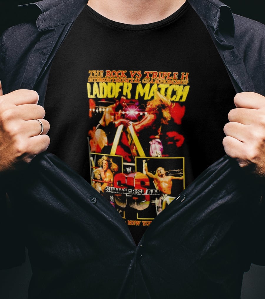WWE SummerSlam 1998 The Rock Vs Triple H Ladder Match Intercontinental Championship New York City T-Shirt