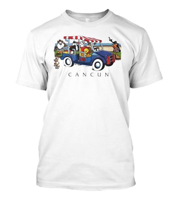 Looney Tunes Cancun Beach Adventure Golf Cart Bugs Tweety Daffy T-Shirt