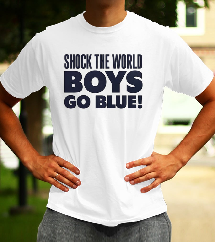 Shock The World Michigan Men's Basketball Boys Go Blue T-Shirt