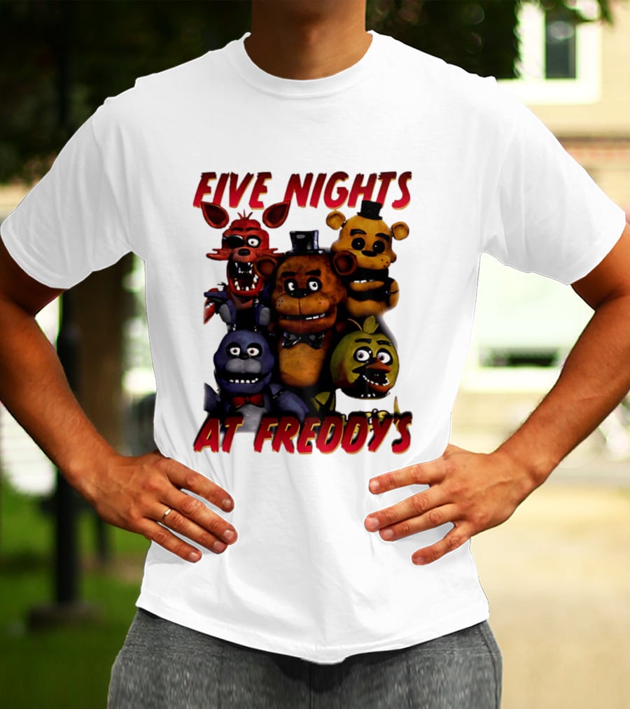 Five Nights At Freddy's Cartoon Characters Freddy Bonnie Chica Foxy T-Shirt
