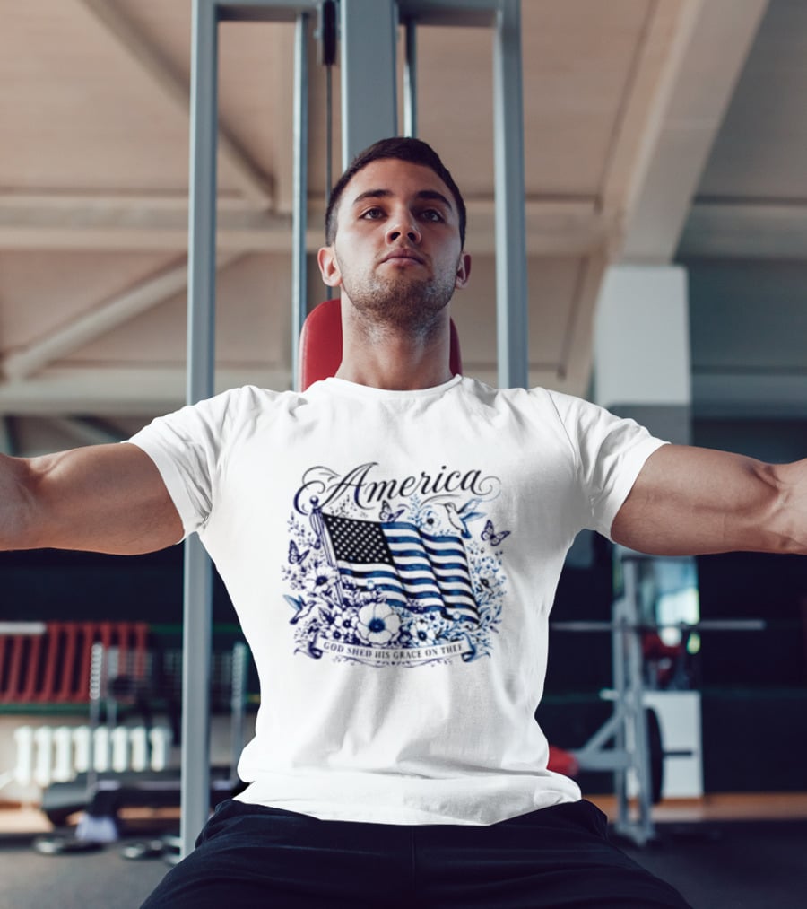 America God Shed His Grace On Thee Flag And Nature T-Shirt