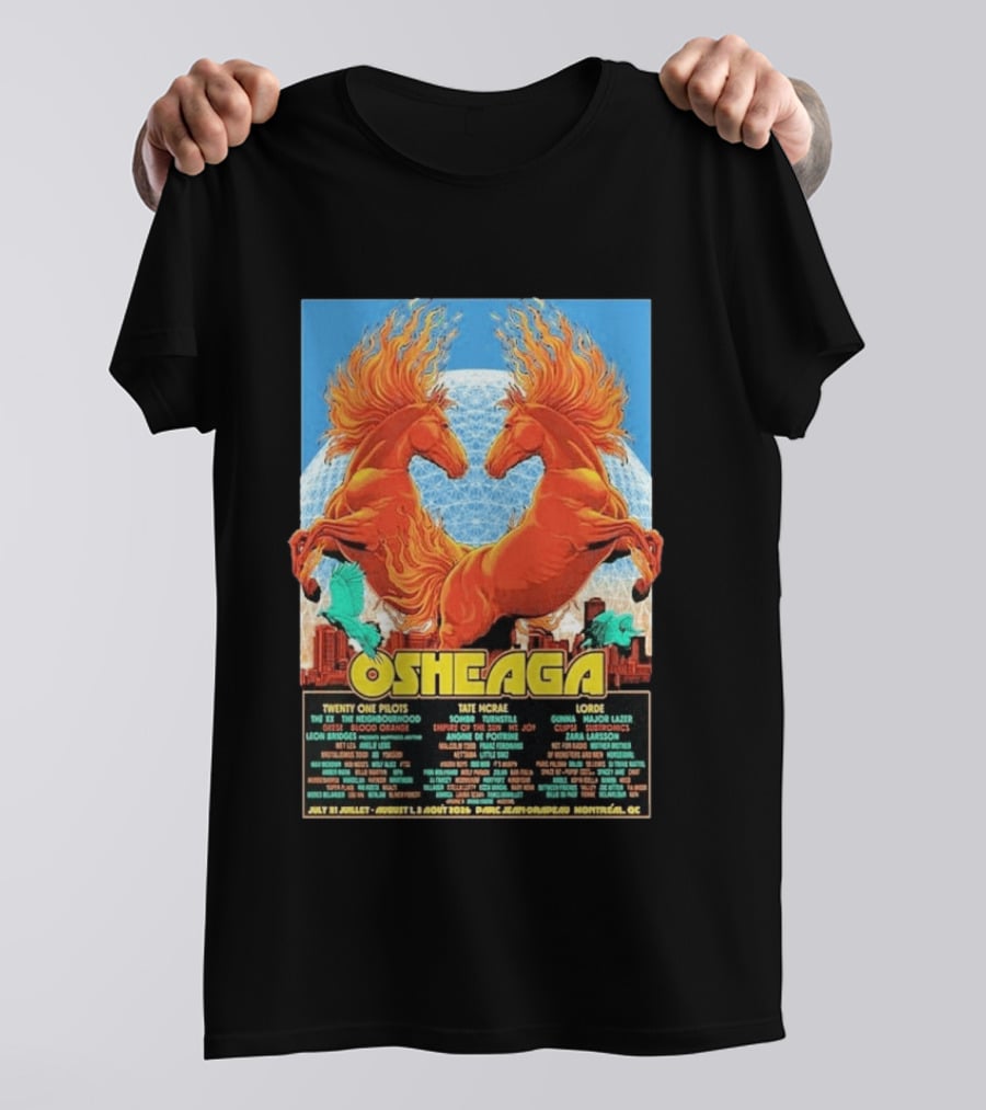 19th Annual Osheaga Music And Arts Festival July 31 To August 2 2026 Headliners Twenty One Pilots Tate McRae Lorde Parc Jean Drapeau Montreal Canada T-Shirt