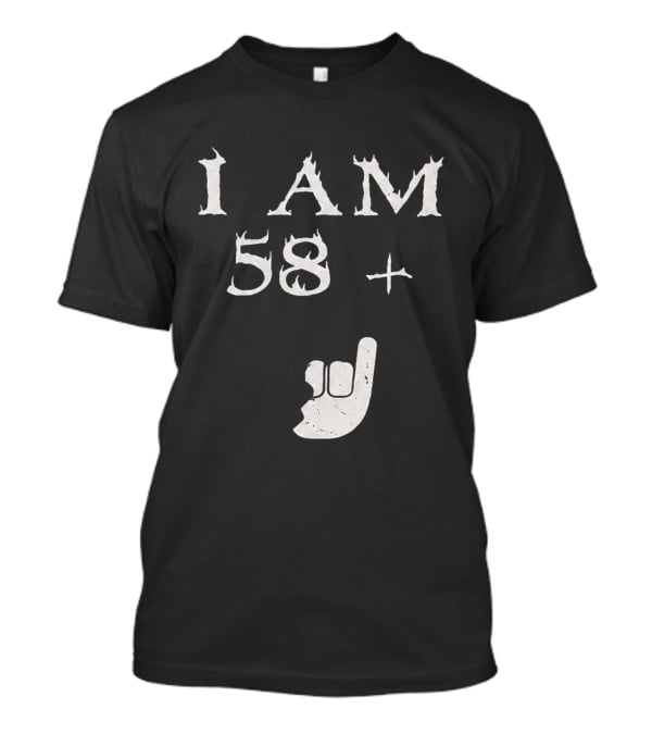 I Am 58 Plus Rock Hand Gesture T-Shirt