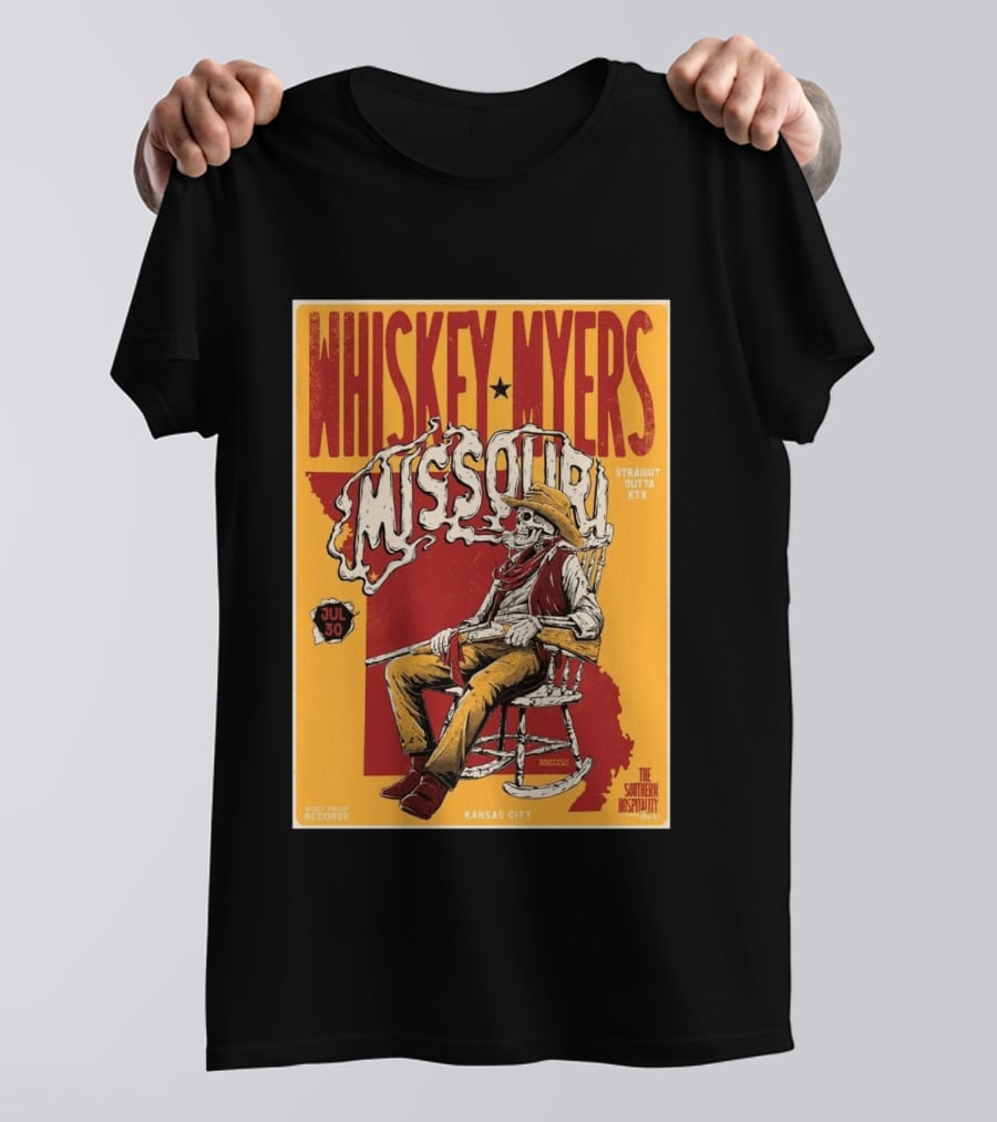 Whiskey Myers Missouri Tour 2026 Kansas City Morton Amphitheater July 30 Straight Outta ETX T-Shirt