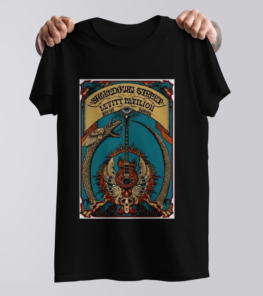 Shakedown Street Levitt Pavilion Aug 1 Denver 2026 Snake Guitar Skull T-Shirt