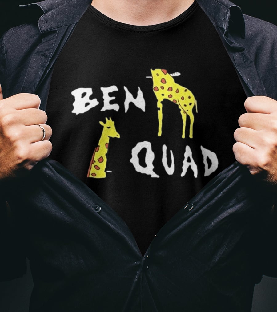 Ben Quad Giraffe Illustration Fun Cartoon T-Shirt