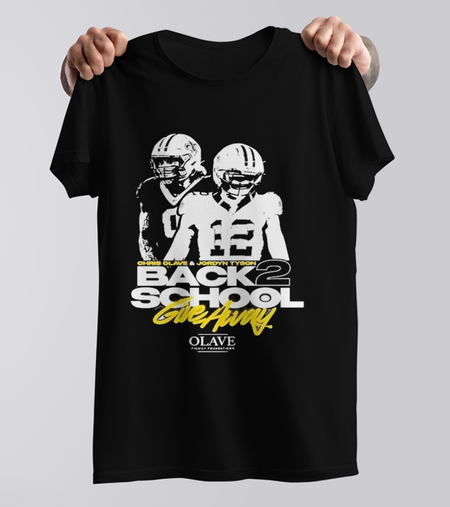 Chris Olave Jordyn Tyson Back 2 School Give Away Olave Connections T-Shirt