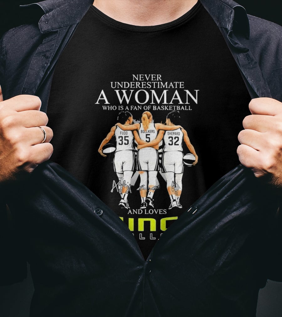 Never Underestimate A Woman Who Is A Fan Of Basketball And Loves Dallas Wings T-Shirt