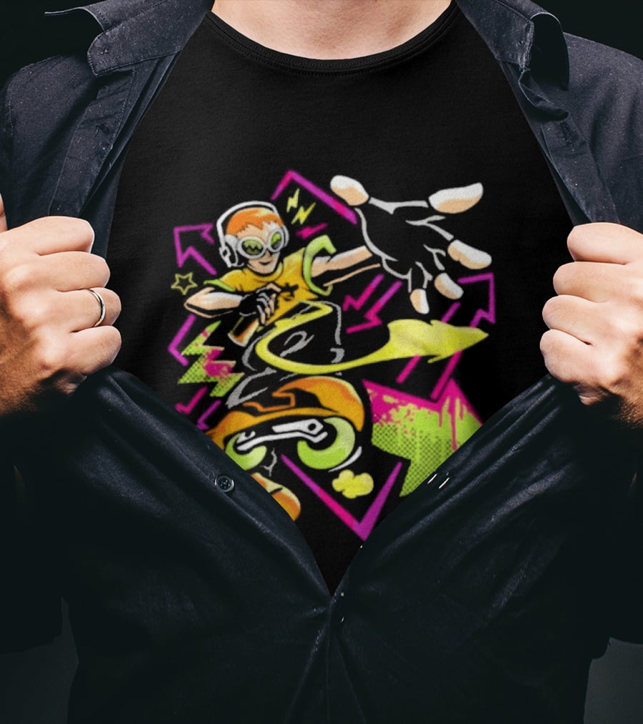 Jet Set Radio Beat Character Keep Rollin Neon Graffiti T-Shirt