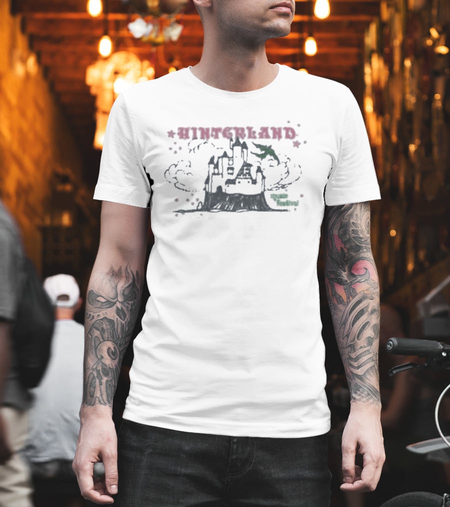 Hinterland Iowa Medieval Castle With Dragon And Clouds T-Shirt