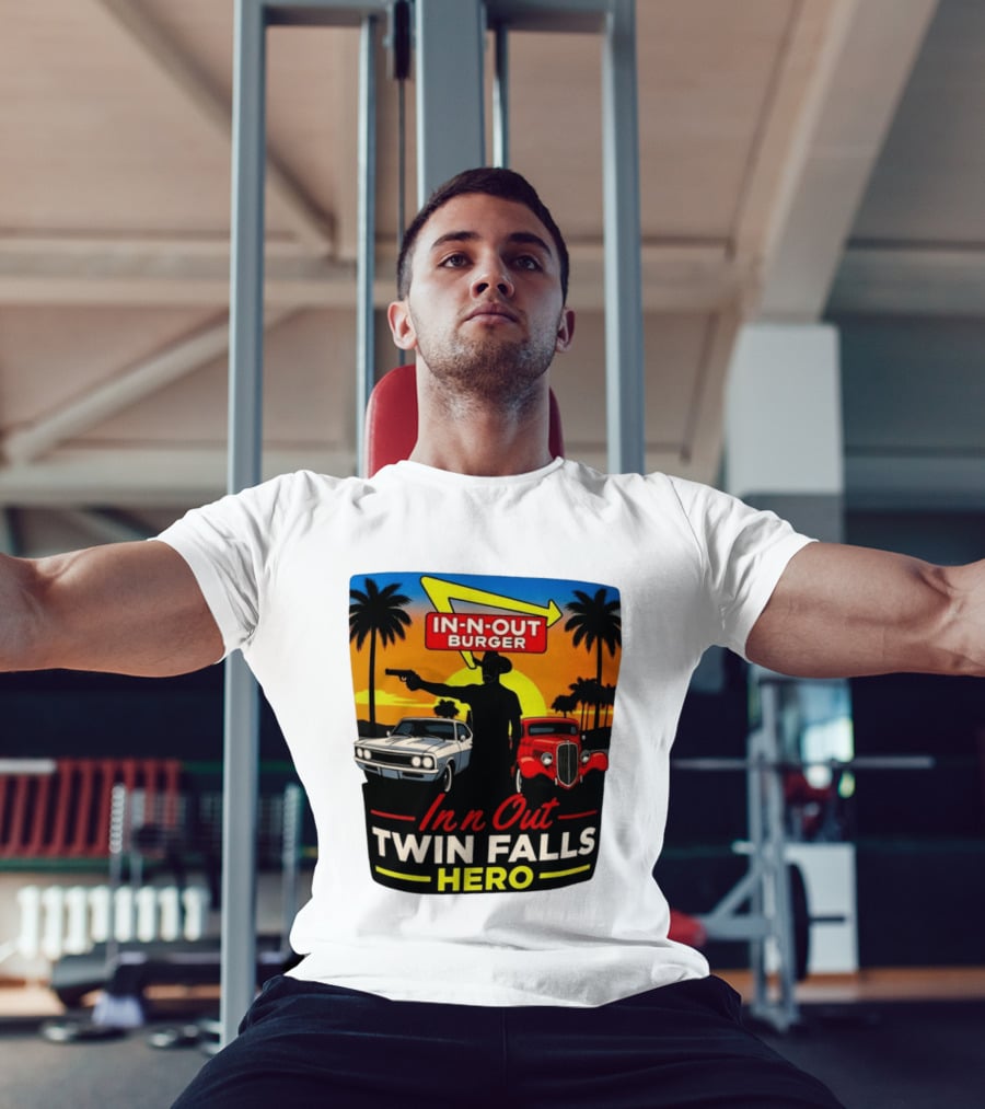 In N Out Burger Twin Falls Hero Sunset Cars Palms 2026 T-Shirt