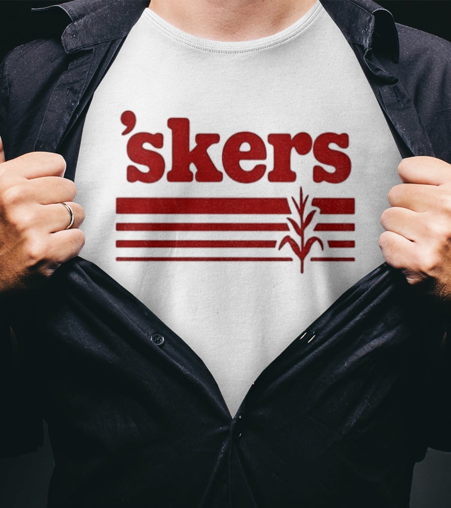 Skers Nebraska Cornhuskers Text Red Lines T-Shirt