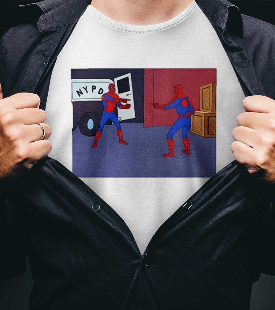 NYPD Spider Man Pointing Meme Twins Scene T-Shirt