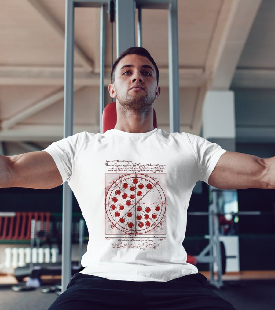 Vitruvian Pizza Leonardo Da Vinci Spider Tom Movie Pizza Drawing T-Shirt