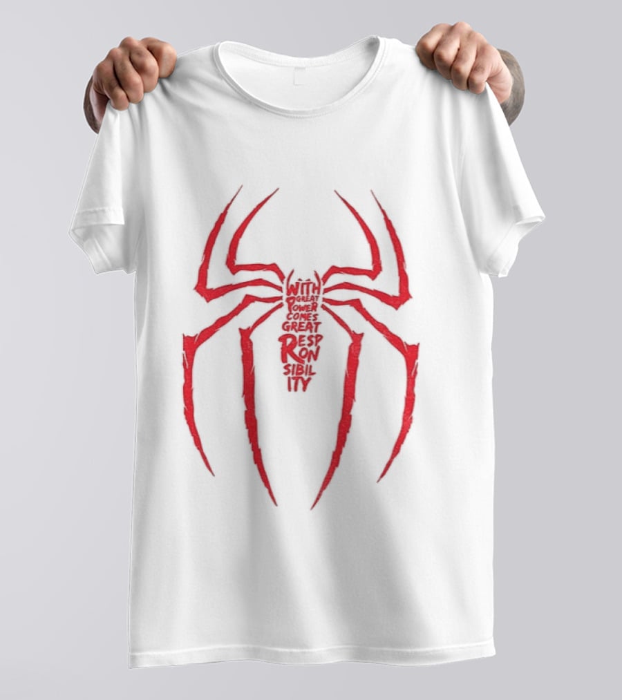 Spider Man Great Responsibility Red Symbol Superhero T-Shirt