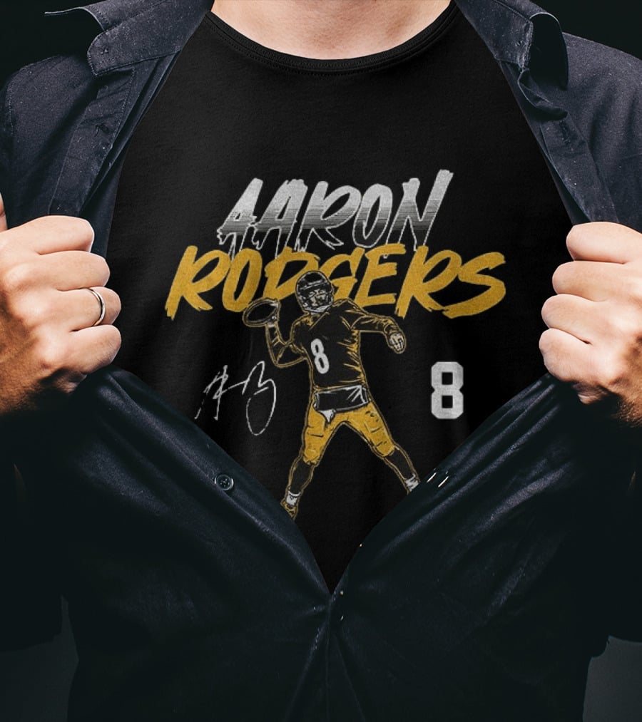 Aaron Rodgers 8 Pittsburgh Football Player Pose T-Shirt