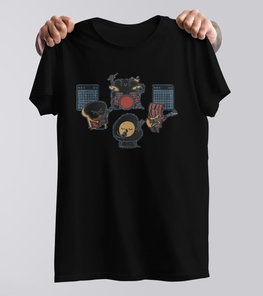 Breakfast Food Band Egg Bacon Playing Music Instruments T-Shirt