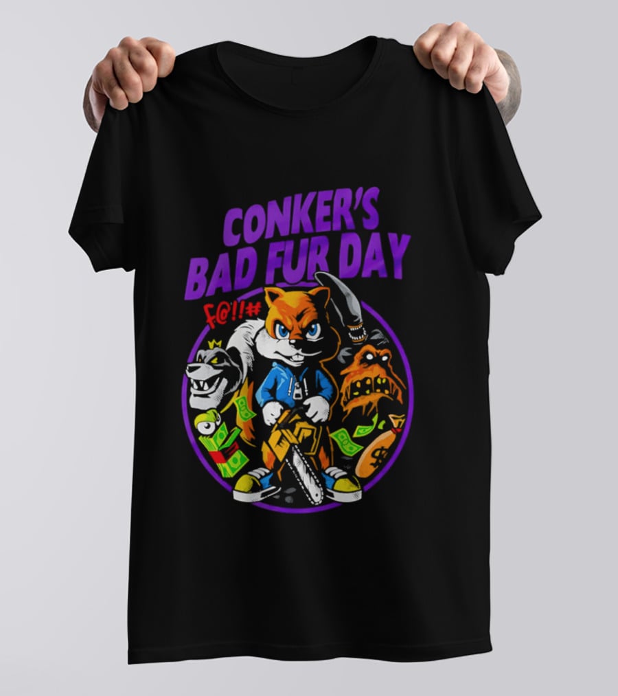 Conker's Bad Fur Day Chainsaw Squirrel Gaming Money T-Shirt