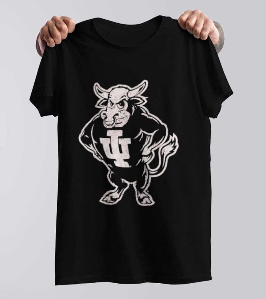 Indiana Hoosiers NCAA Vintage Style Distressed Muscular Bull T-Shirt