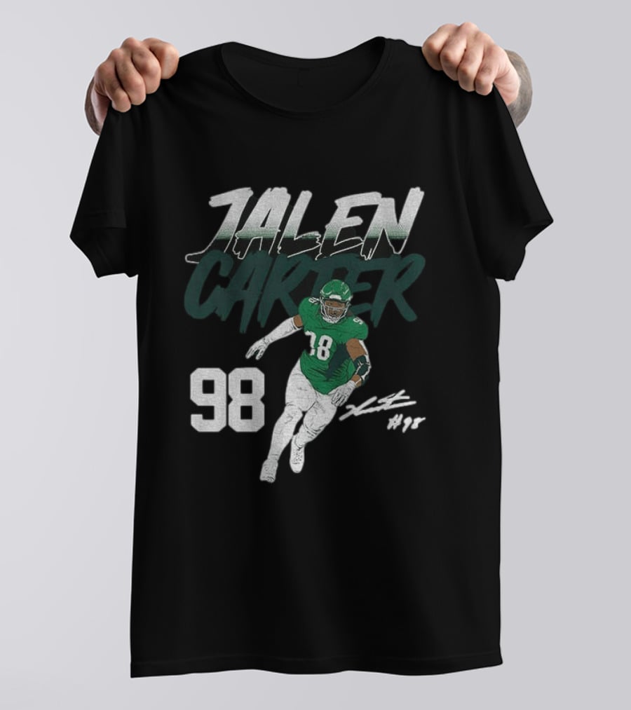 Jalen Carter Philadelphia Eagles 98 Football Player Signature T-Shirt