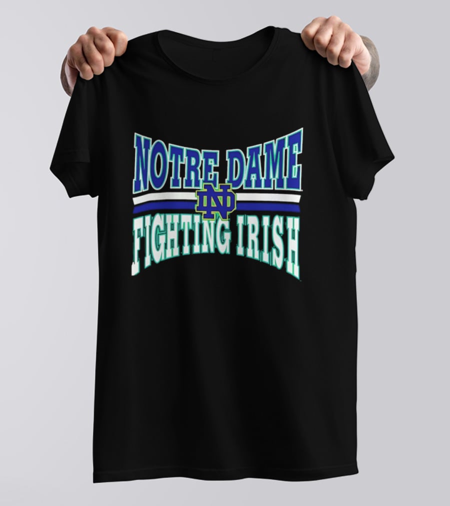 Notre Dame Fighting Irish Interlocking ND Monogram Curved NCAA T-Shirt